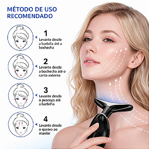 Massageador Facial Elétrico Pescoço LED Lift USB