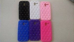 Capa Borracha Com Brilhantes  Moto X+ Película Gratis