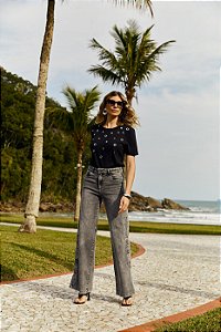 WIDE LEG BLACK JEANS ABERTURA LATERAL