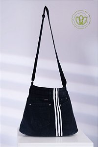 Bolsa Hobo Faixa Tripla Preto (Upcycling)