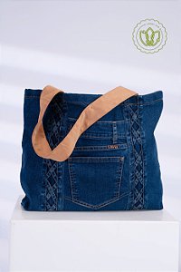 Bolsa Shopper Indigo Tranças Laterais (Upcycling)