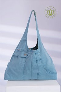 Bolsa Hobo Curvas Azul Céu (Upcycling)
