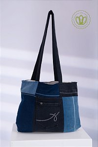 Bolsa Shopper Patch Indigo Grafite (Upcycling)