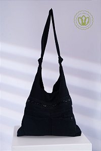 Bolsa Hobo Preto Nó & Brilho (Upcycling)