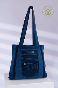 Bolsa Tote Indigo Corrente & Tramas (Upcycling)