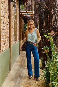 CALÇA NEW RETA BORDADA