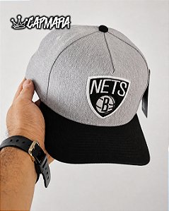 Cap Style Cap Brooklyn Nets Shield Gray & Black Snapback Aba Curva