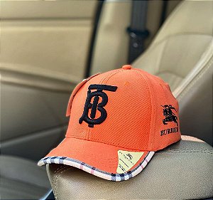 Cap Burberry Brand Orange Black Strapback Aba Curva