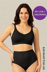 KIT 2 CALCINHAS ÓRTESE TÁBATA Pós- Parto EXTRA ALTA- MÉDIA COMPRESSÃO-PRETO