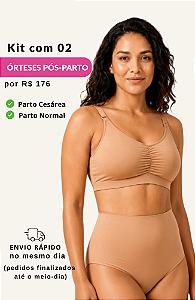 Kit 2 Calcinhas Órtese Tábata Pós-Parto Bege- Média Compressão