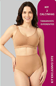KIT DUO- COM 2 TAMANHOS DIFERENTES - CALCINHAS TÁBATA ÓRTESE PÓS-PARTO -BEGE