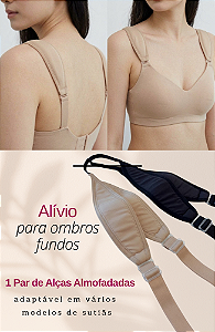 1 Par de Alças Almofadadas para Sutiãs- Bege ou Preto