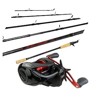 Kit Pesca Esportiva Vara Blade Carbon 2,40m 50lbs + Carretilha Zest Torment 200