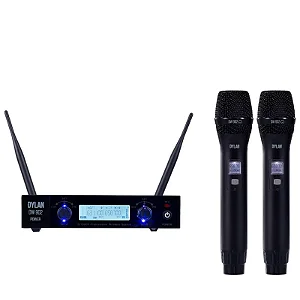Microfone Sem Fio Duplo Dylan DW-902 Power UHF Recarregável