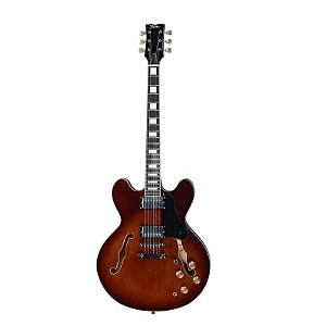 Guitarra Shelter SWF Semiacústica Corpo Maple, Escala Purple Heart, Captação Wilkinson HH, Walnut
