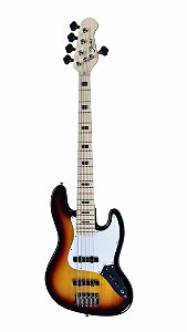 Contra Baixo Shelter Jazz Bass SHJB755 Pro 5 Cordas Wilkinson 3TS