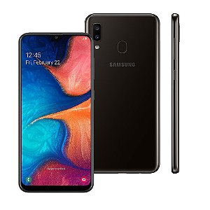 SMARTPHONE SAMSUNG GALAXY A20 32GB DUAL CHIP ANDROID 9.0 TELA 6.4" OCTA-CORE 4G CÂMERA DUPLA 13MP + 5MP - PRETO