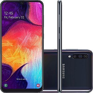 SMARTPHONE SAMSUNG GALAXY A50 ANDROID 9.0 TELA 6.4" OCTA-CORE 128GB 4G CÂMERA TRIPLA 25MP + 5MP + 8MP - PRETO
