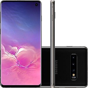 SMARTPHONE SAMSUNG GALAXY S10 PRETO 128GB, 8GB RAM, TELA INFINITA DE 6.1", CÂMERA TRASEIRA TRIPLA, DUAL CHIP, POWERSHARE, LEITOR DIGITAL, ANDROID 9.0