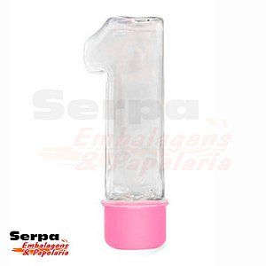 Tubete Numero 1 Cristal 10 cm Tampa Rosa - DREX