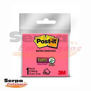 Bloco de Anotações Post-it 76x76mm - Rosa 45 Folhas