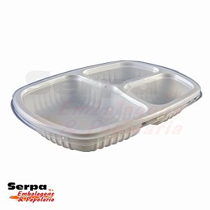 G 331 Bandeja Refeição 3 Divisórias 850ml Branca Baixa - GALVANOTEK