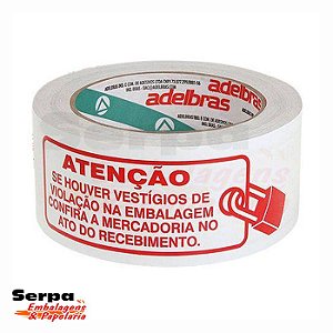 Fita Polisil 48x100 Impressa Branca - LACRE SEGURANÇA - ADELBRAS