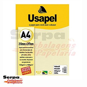 Papel A4 USAPEL - Vergê Palha 180G - Pacote com 50 Folhas