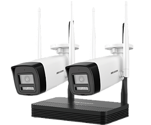 NKS422W0H - HIKVISION COM GRAVADOR 04 canais + 02 Cameras Wifi Bullet 2MP H.265 externas