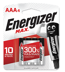 Pilha Alcalina Energizer MAX AAA4 - 4 Pilhas