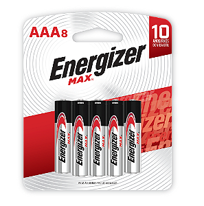 Pilha Alcalina Energizer Max AAA8 - Pequena - 8 Pilhas