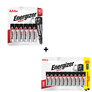 Pilha Energizer MAX AA10+AAA6 - 16 Pilhas