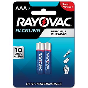 Pilha Alcalina Rayovac AAA (Palito) - 1 Cartela com 2 Pilhas
