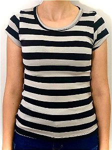 Babby Look Feminina PRETA E BRANCA LISTRADA  96% algodão 4% Lycra