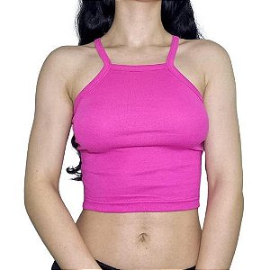 Cropped Alcinha Feminina PINK 96% Algodão 4% Lycra Fio 30.1