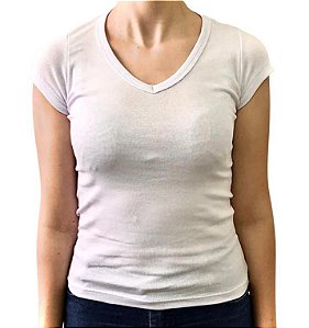 Babby Look Feminina DECOTE V BRANCA  96% algodão 4% Lycra