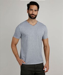 Camiseta masculina Decote V CINZA MESCLA 100% poliestr 160 gramatura