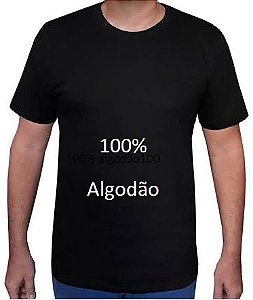 Camiseta 100% algodão Masculina PRETA Fio 30.1