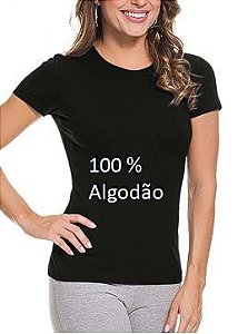 Baby Look 100% algodão Feminina PRETA Fio 30.1