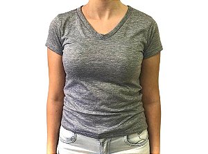 Babby Look GOLA V Feminina CINZA MESCLA  96% algodão 4% Lycra