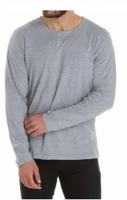 Camiseta masculina MANGA LONGA CINZA MESCLA 100% poliestr 160 gramatura