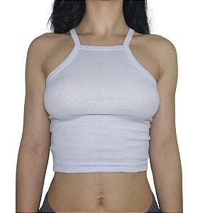 Cropped Alcinha Feminina BRANCA 96% Algodão 4% Lycra Fio 30.1