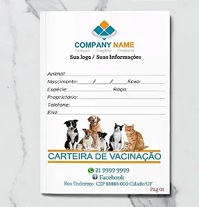 Carteira de vacinação PET 4 pág. - Personalizada