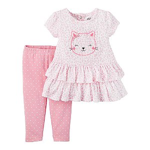 Conjunto com Blusa e Calça Bebê Gatinho Rosa Child of Mine made by Carter’s