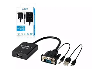 Adaptador Cabo Conversor Vga X Hdmi Áudio e Vídeo Full Hd Exbom
