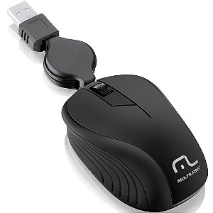 Mouse Óptico Retrátil Multilaser 1200Dpi Usb Preto- MO231