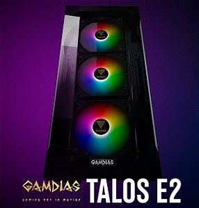 GABINETE GAMDIAS GAMER TALOS E2 ELITE PRETO COM FAN TALOS E2 ELITE C/FAN