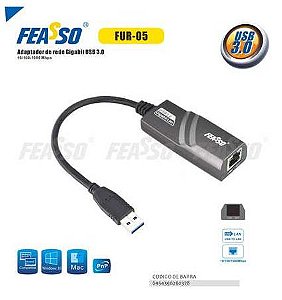 Adaptador De Rede Usb Feasso Gigabit Usb 3.0 10/100/1000