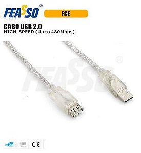 Cabo Extensão Usb 2.0 Feasso Fce-3 3.0 Metros