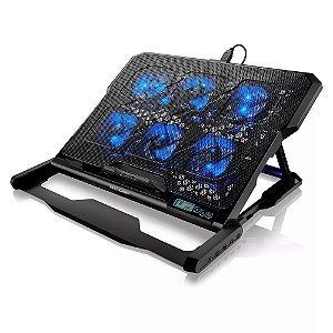 Notebook cooler com 6 fans led azul multilaser ac282